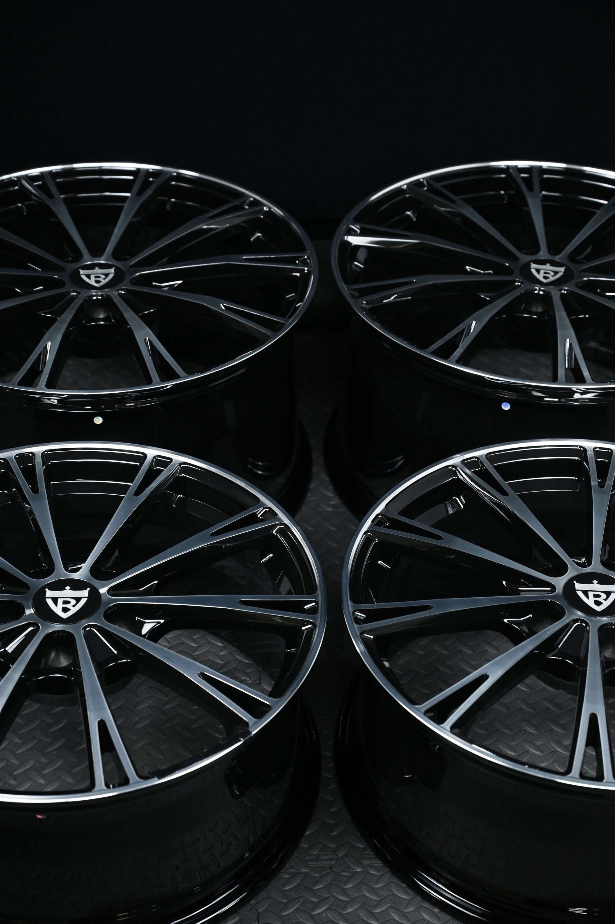 2023 Corvette C8 Z51 Custom Aftermarket Performance Wheels-Black and Silver Monoblock Rims-RVRN Forged-MA61 Series