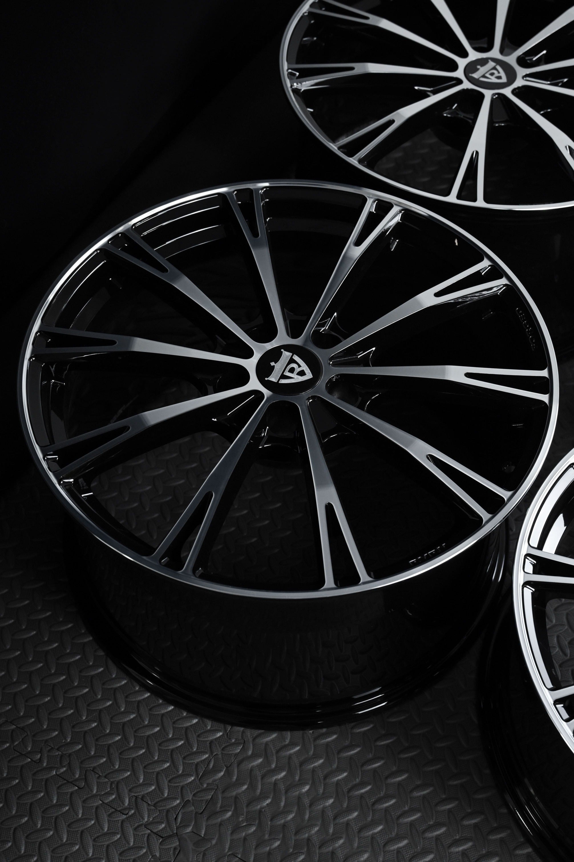 2023 Corvette C8 Z51 Custom Aftermarket Performance Wheels-Black and Silver Monoblock Rims-RVRN Forged-MA61 Series