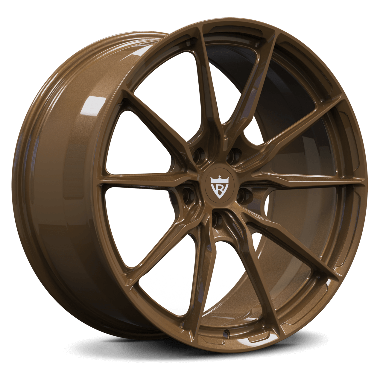 Custom Forged Monoblock Wheel RV-MB082 in bronze color machined from aerospace-grade aluminum alloy, featuring a sleek performance design.