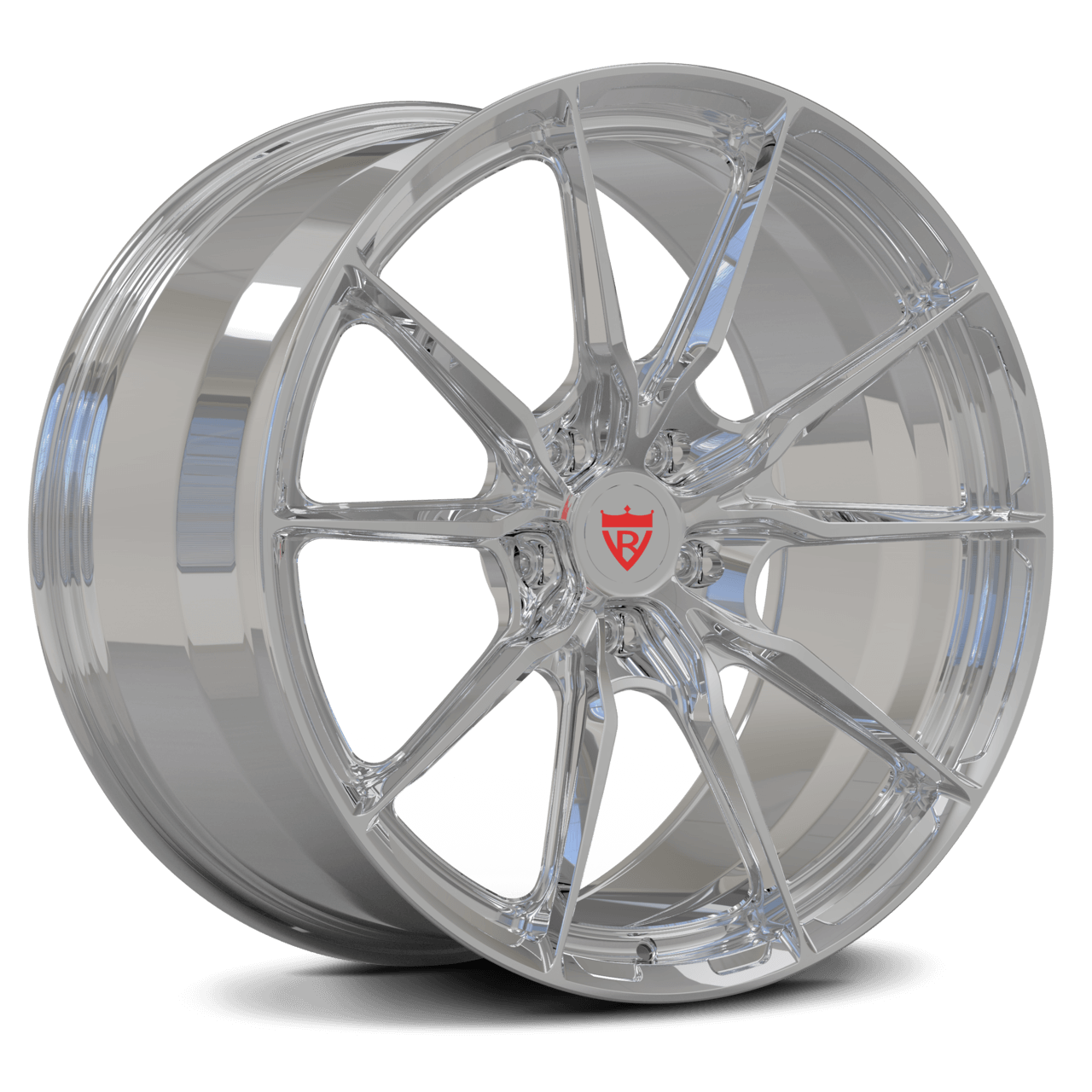 Custom Forged Monoblock Wheel RV-MB082, polished finish, 10,000/12,000-ton forged aluminum, designed for performance and brake clearances.