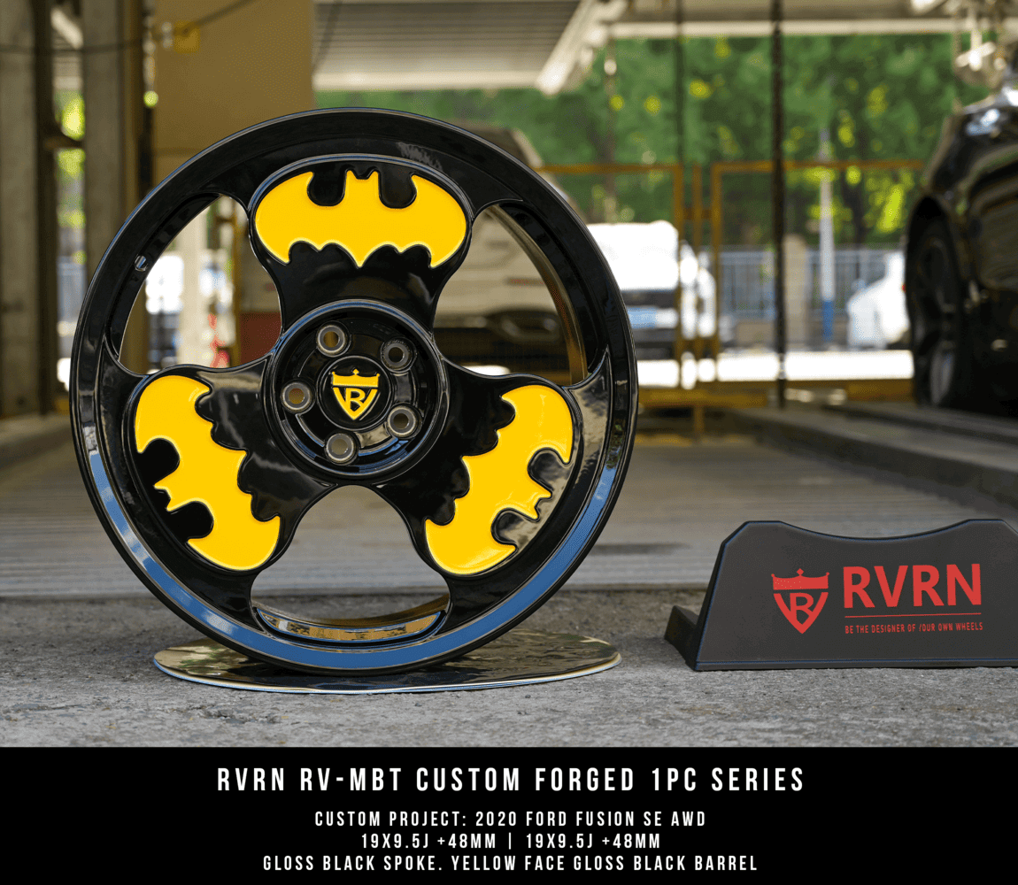 Yellow and Black Batman Unique wheels-custom forged 1-piece rims for Ford Fusion-RVRN Wheels