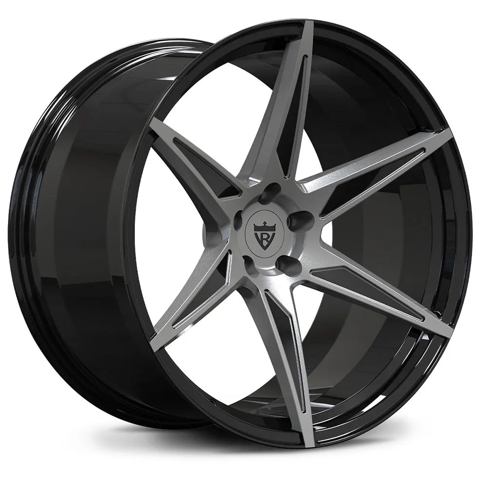 Custom forged aluminum alloy monoblock concave wheel design in black and silver finish, perfect for super concave wheels and Dodge Charger 20inch wheels.
