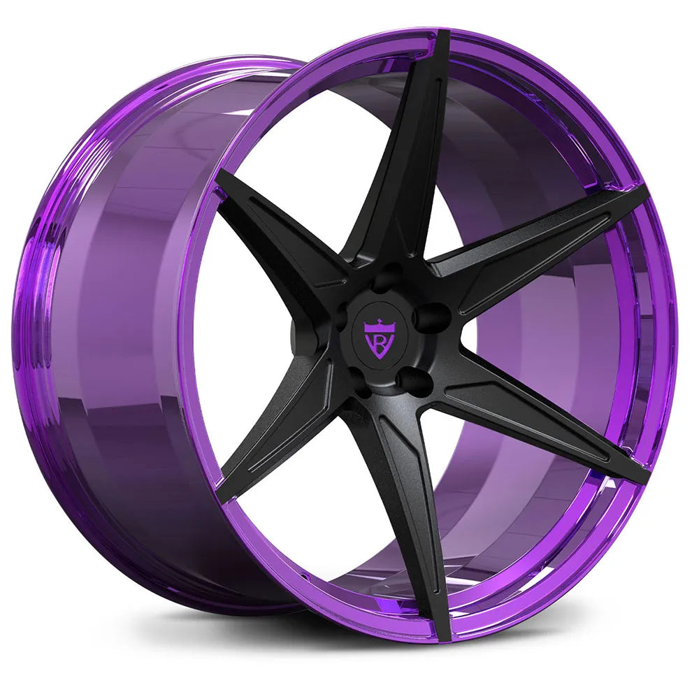 Custom forged monoblock concave black and purple rim for Dodge Charger Hellcat or any cars, 22-inch staggered style.