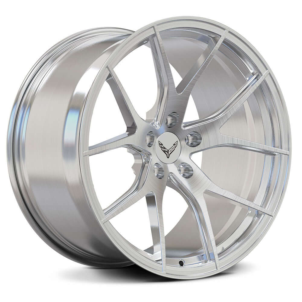Custom forged monoblock wheel for Corvette C8 Z06, showcasing a sleek design and high-performance aluminum alloy finish.