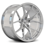 Custom forged monoblock wheel, chrome finish, designed for Corvette C8, showcasing performance and style.