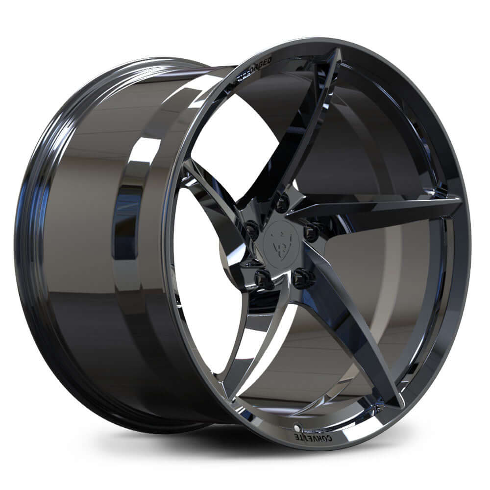 RVRN RV-mc35 5 spoke wheels in black chrome, luxury concave design for C8 Corvette and Z06
