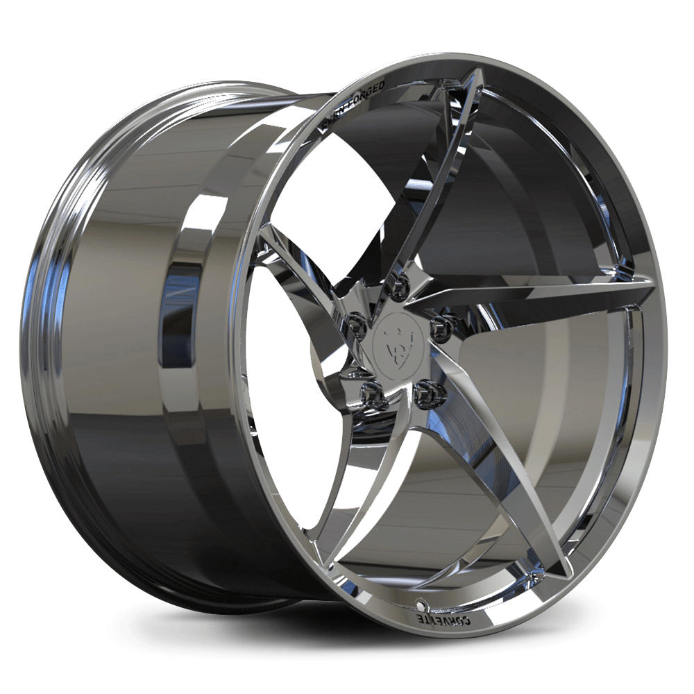 RVRN RV-mc35 custom forged monoblock wheels in chrome finish, 5 spoke design with super concave
