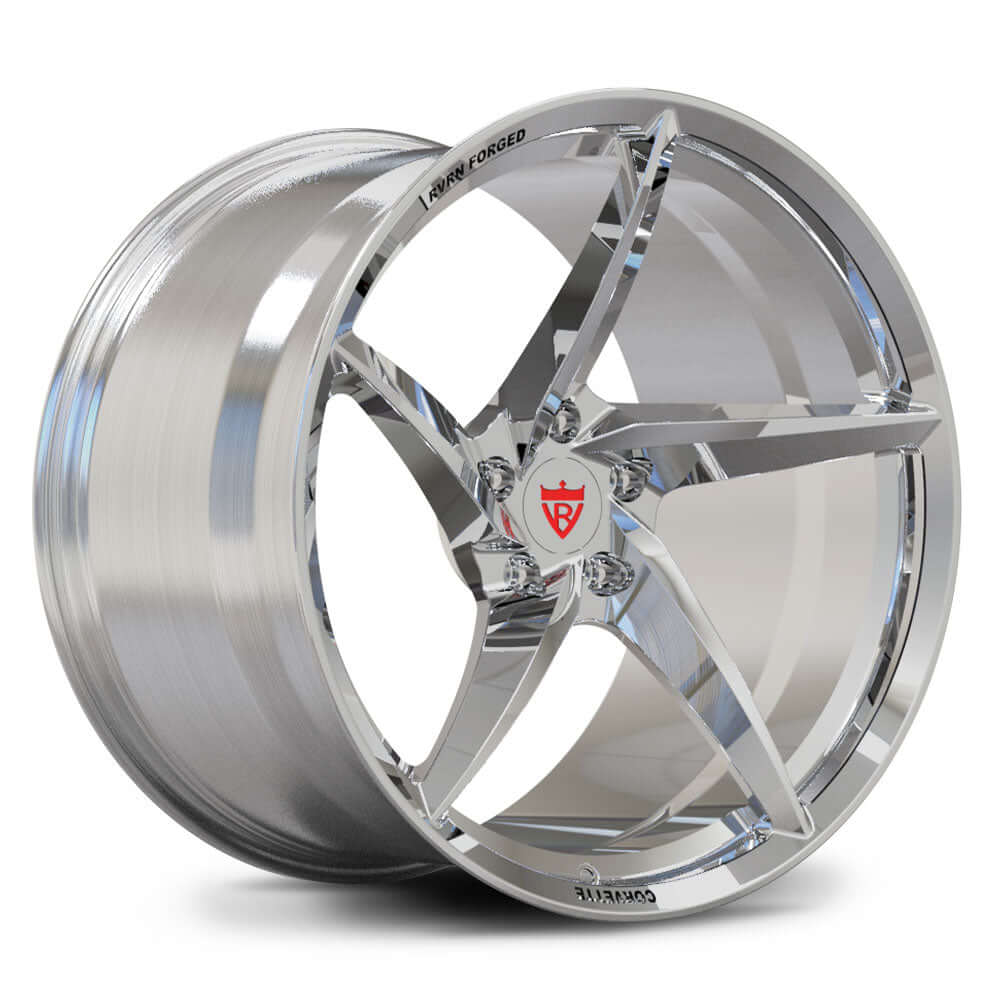 Brushed aluminum 5 spoke wheels by RVRN RV-mc35, custom forged monoblock with super concave