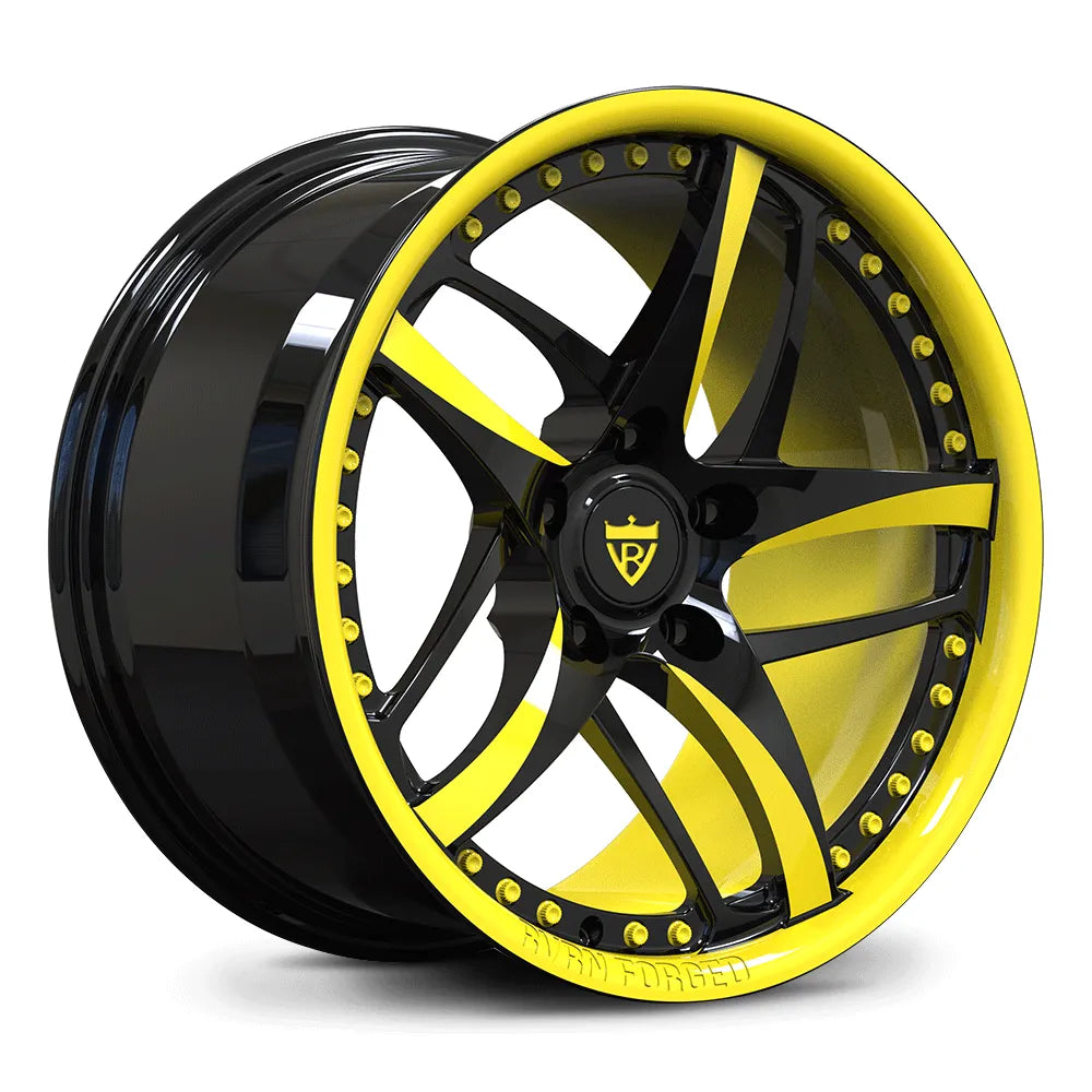Full Yellow Barrel Custom Forged Monoblock Wheel RV-MC36 for Corvette C6 Z06 – Sporty Look