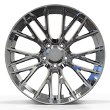 Custom forged 1-piece chrome wheel design for C2 Corvette, showcasing intricate detailing and modern aesthetics.