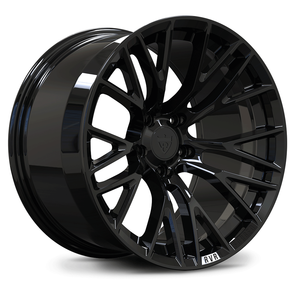 Custom forged 1-piece black wheel for C2 Corvette, 18" size, designed for performance and style.