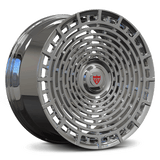Custom forged monoblock chrome rim designed for Cadillac CT6, showcasing intricate pattern and high-quality finish.