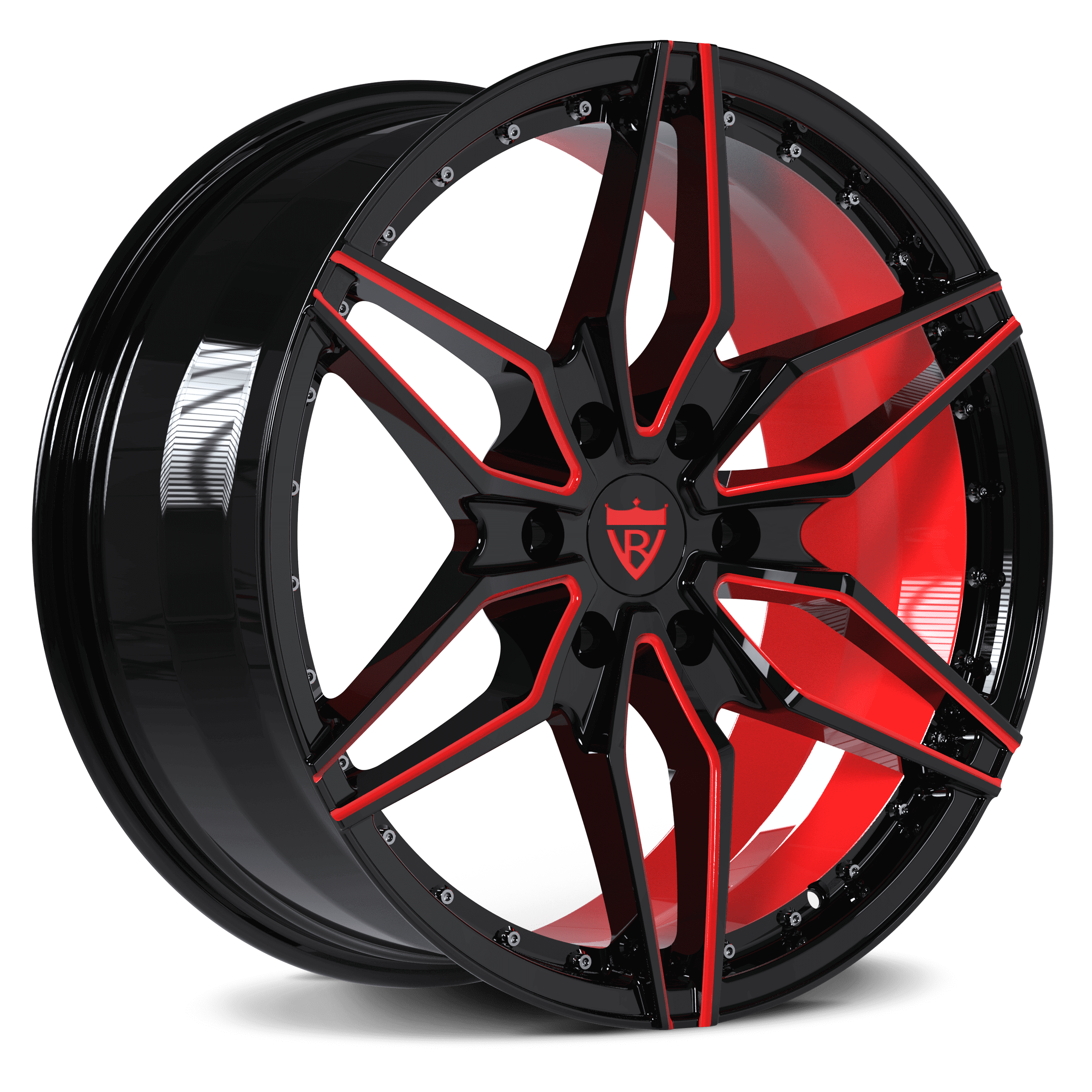 Ford F150 wheels -Red and Black custom forged rims-20inch 6 lug rvrn forged