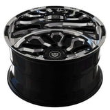 Custom forged monoblock deep dish rim for Dodge Ram trucks, shown with a black and chrome finish.