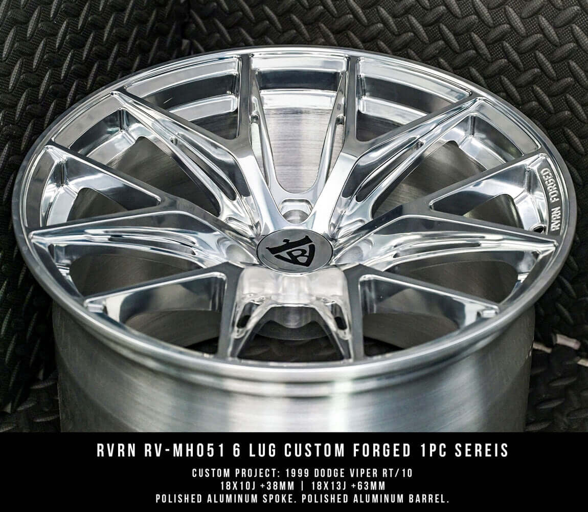 Dodge Viper Rims-Custom Aftermarket Forged Monoblock 18inch staggered Wheels in Polish-RVRN Concave Rims Series RV-MH051