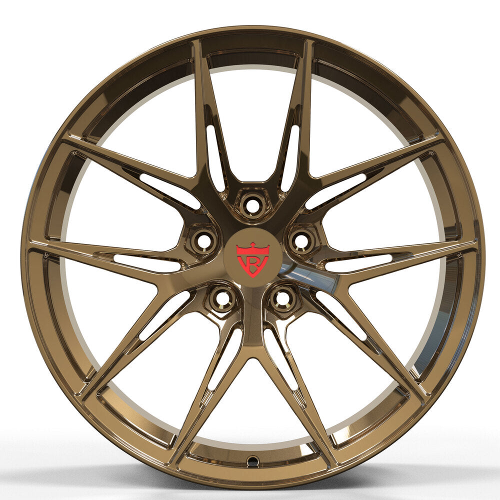 Custom Concave Rims for Chevy Camaro 2ss 19inch staggered wheels-RVRN Forged Monoblock Lightweight Performance Wheels Series RV-MH051 in Bronze Color