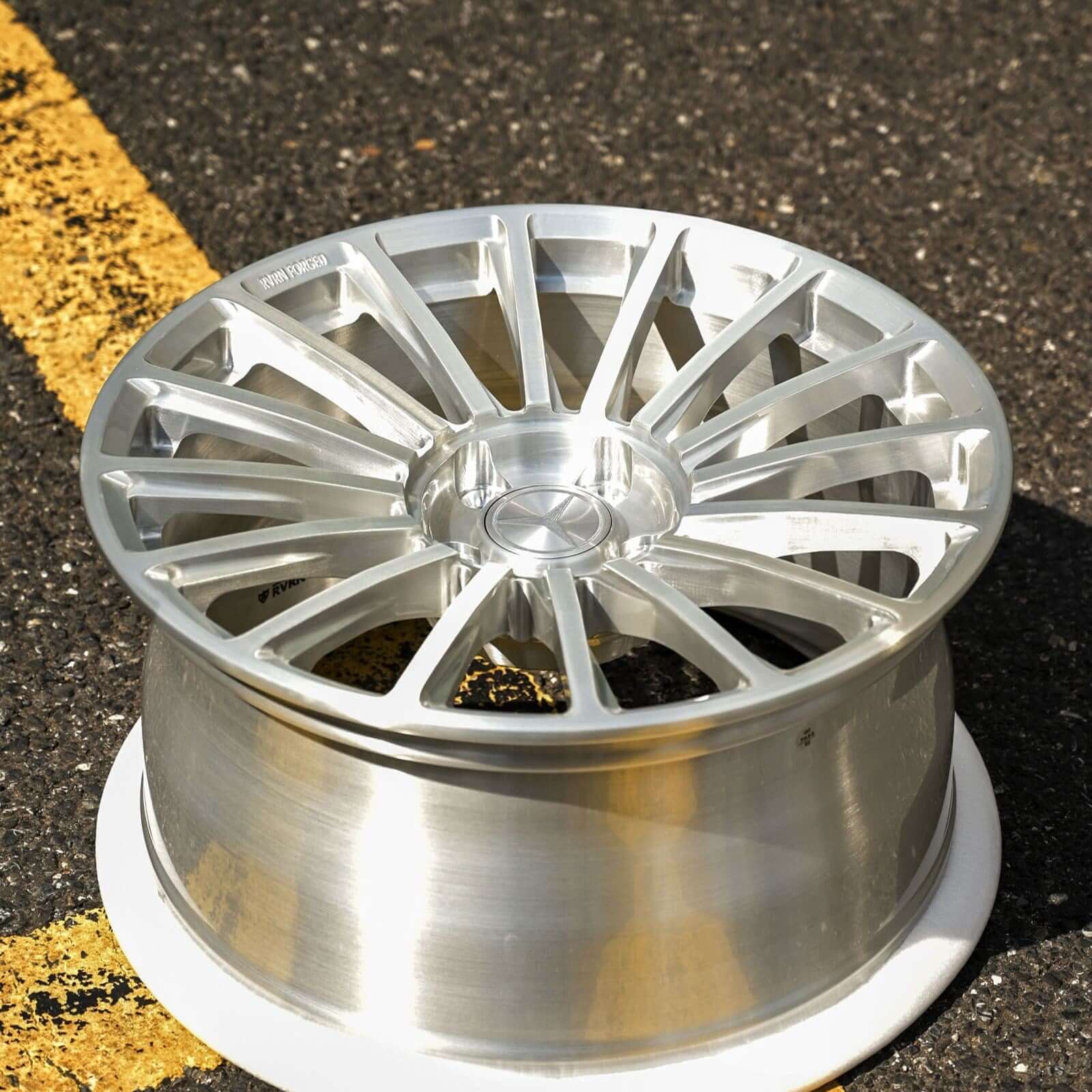 RVRN RV-MM1812 Custom Forged Monoblock Wheel close-up, designed for Mercedes Benz high-performance vehicles.