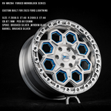 Custom forged wheel RV-MN284 for 2023 Ford Lightning with brushed silver and window blue accents.