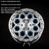 Custom forged wheels RV-MN284 for 2023 Ford Lightning, featuring brushed silver and blue accents, perfect for enhancing your truck's style.