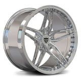 Custom forged monoblock 5 spoke wheels, chrome finish, designed for Corvette, perfect for high-performance tire applications.