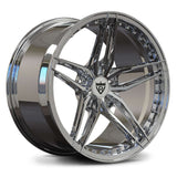 Custom forged monoblock 5 spoke chrome wheel, designed for Corvette with premium black chrome finish.