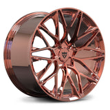 Custom forged monoblock RV-MP184 wheel for Porsche in shiny rose gold finish, showcasing a modern and stylish design.