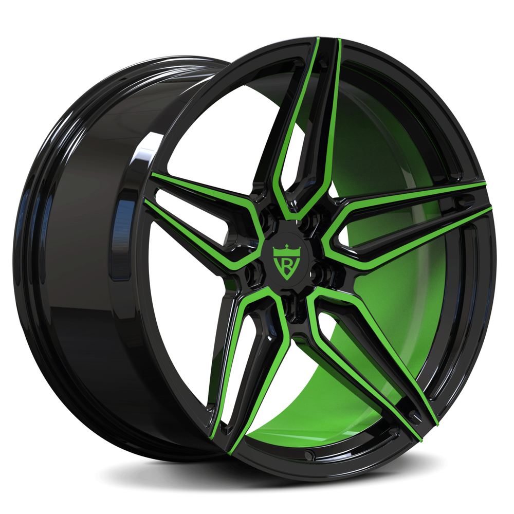 Apple Green Corvette C8 Forged Wheels - RVRN Custom 5 Star Concave Monoblock Rims