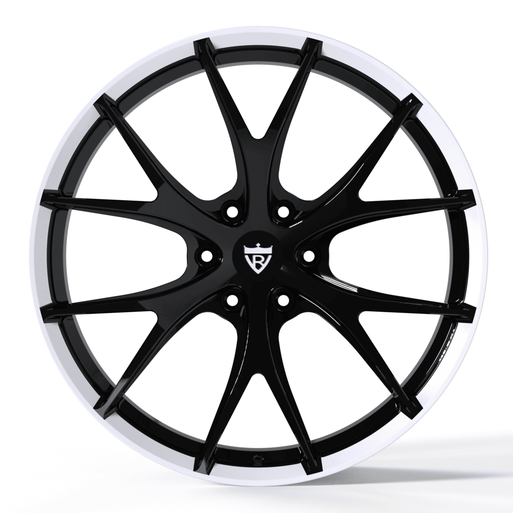 RVRN RV-MR05 forged monoblock wheel in full gloss black and white color for Dodge Ram Truck