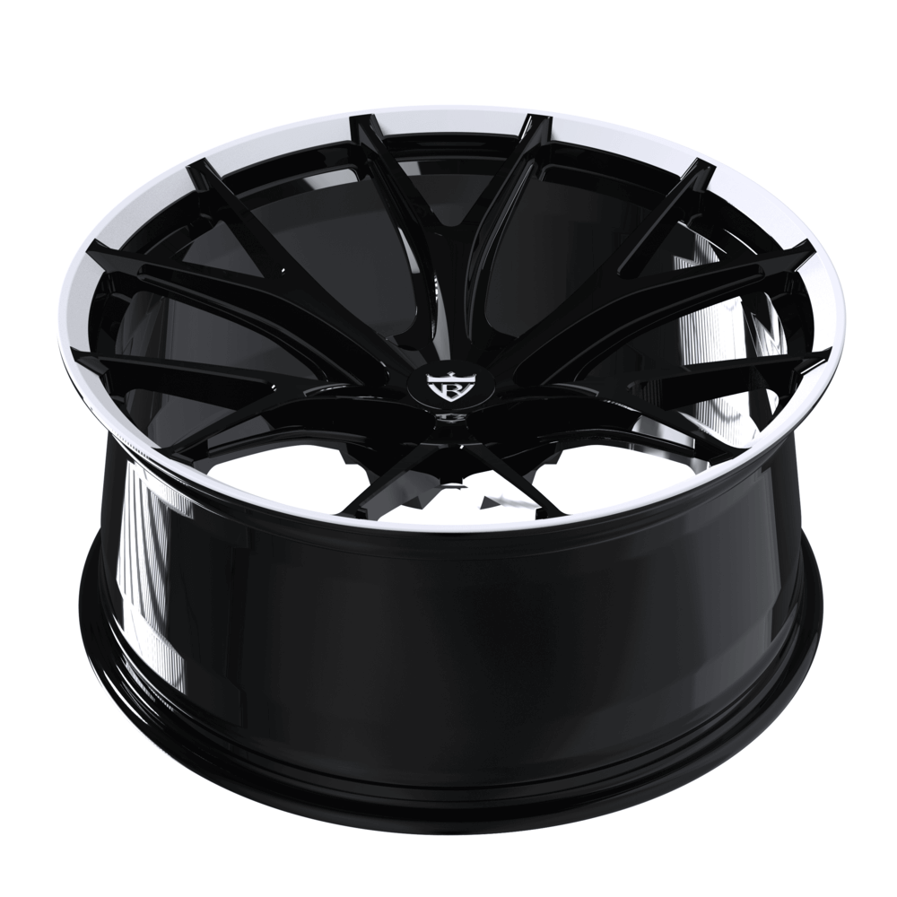 RVRN RV-MR05 forged monoblock wheel in full gloss black and white color for Dodge Ram Truck