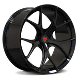 Custom forged monoblock performance wheel RV-MR05 in sleek black finish, designed for Mercedes-Benz enthusiasts.