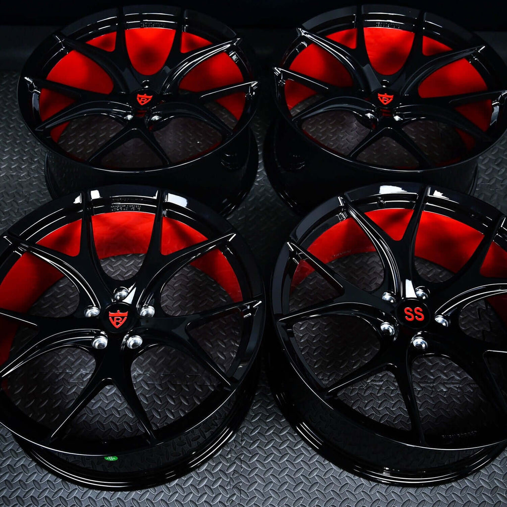 Chevy Camaro SS Super Concave Custom Wheels with Red and Black Color, set of 4. Custom built to order