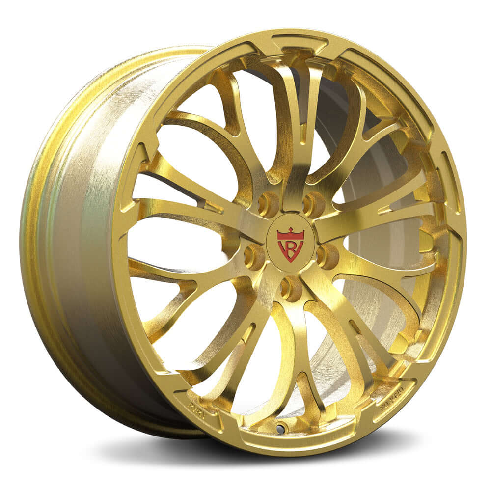 Custom forged gold wheel showing intricate design, perfect for corvette c8 aftermarket wheels.