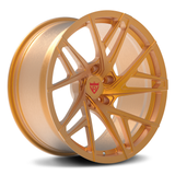 Custom forged RV-MS74 wheels in gold, designed for C5 Corvette with stylish concave design.