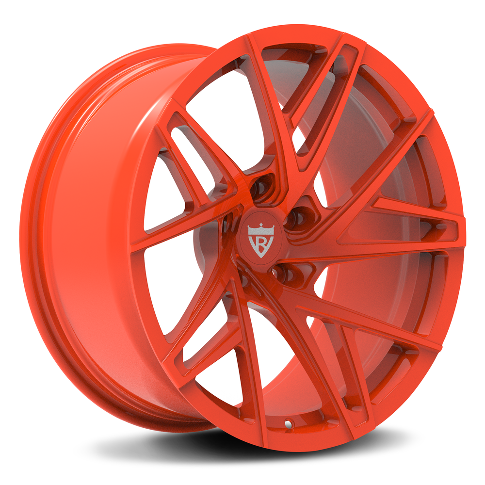 RV-MS74 custom monoblock forged wheel in red, ideal for Corvette C5 staggered concave setups.