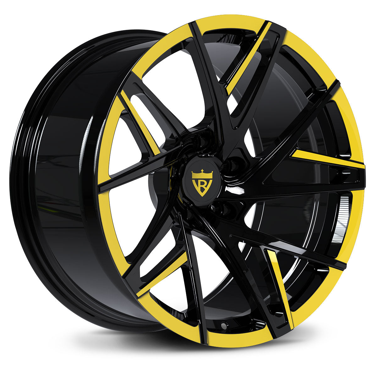 Super Concave Custom Forged Wheels with Corvette Accelerated Yellow and Black Color, custom built to order