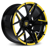 Super Concave Custom Forged Wheels with Corvette Accelerated Yellow and Black Color, custom built to order