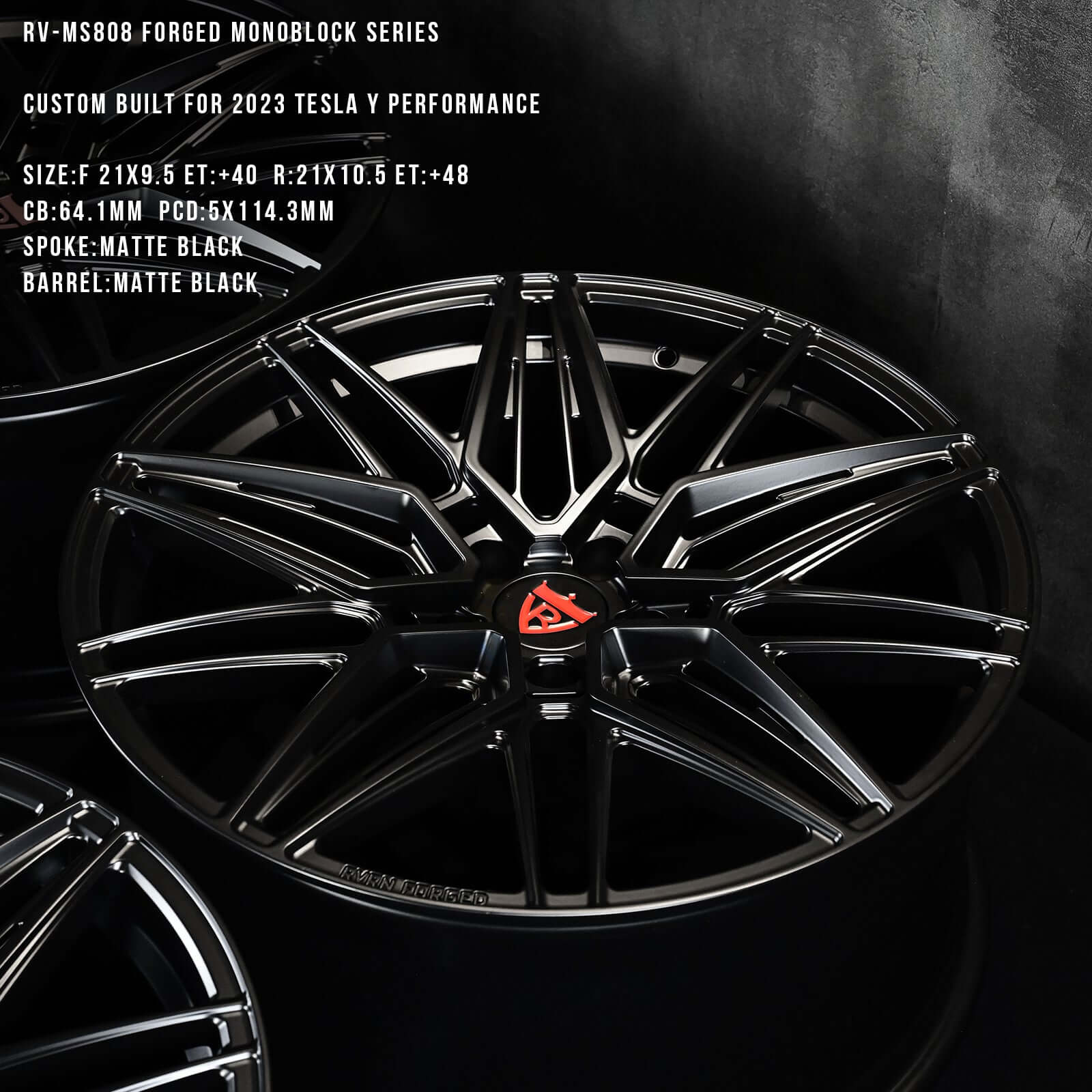 CUSTOM 1 PIECE FORGED WHITE TESLA WHEELS: RV-MS808