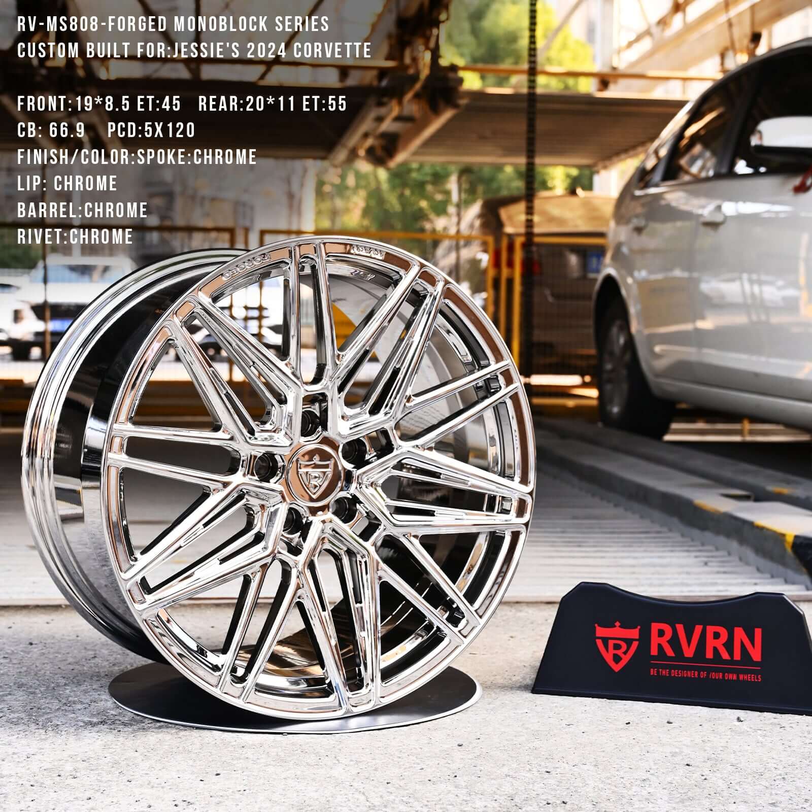 CUSTOM 1 PIECE FORGED WHITE TESLA WHEELS: RV-MS808
