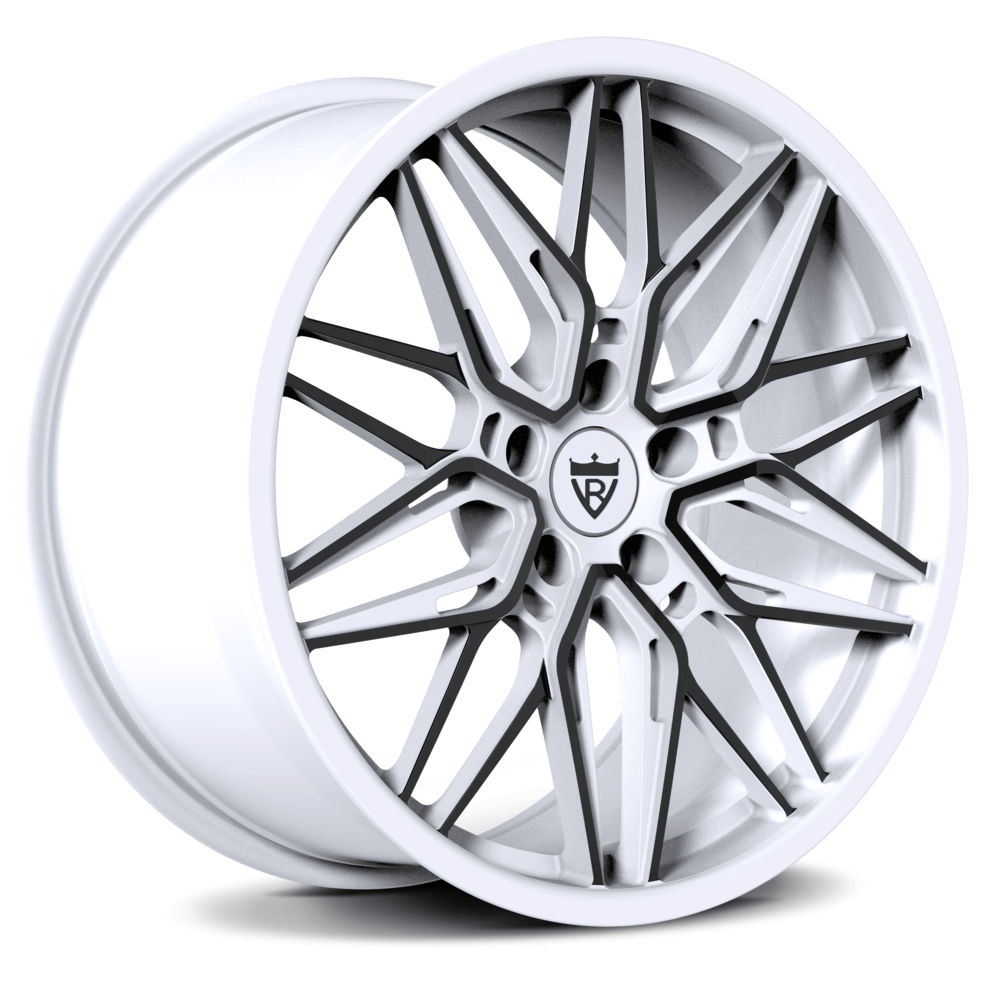 Corvette C7 custom 20-inch white and black forged wheel, RV-MS808 design, made from aerospace-grade 6061-T6 aluminum alloy