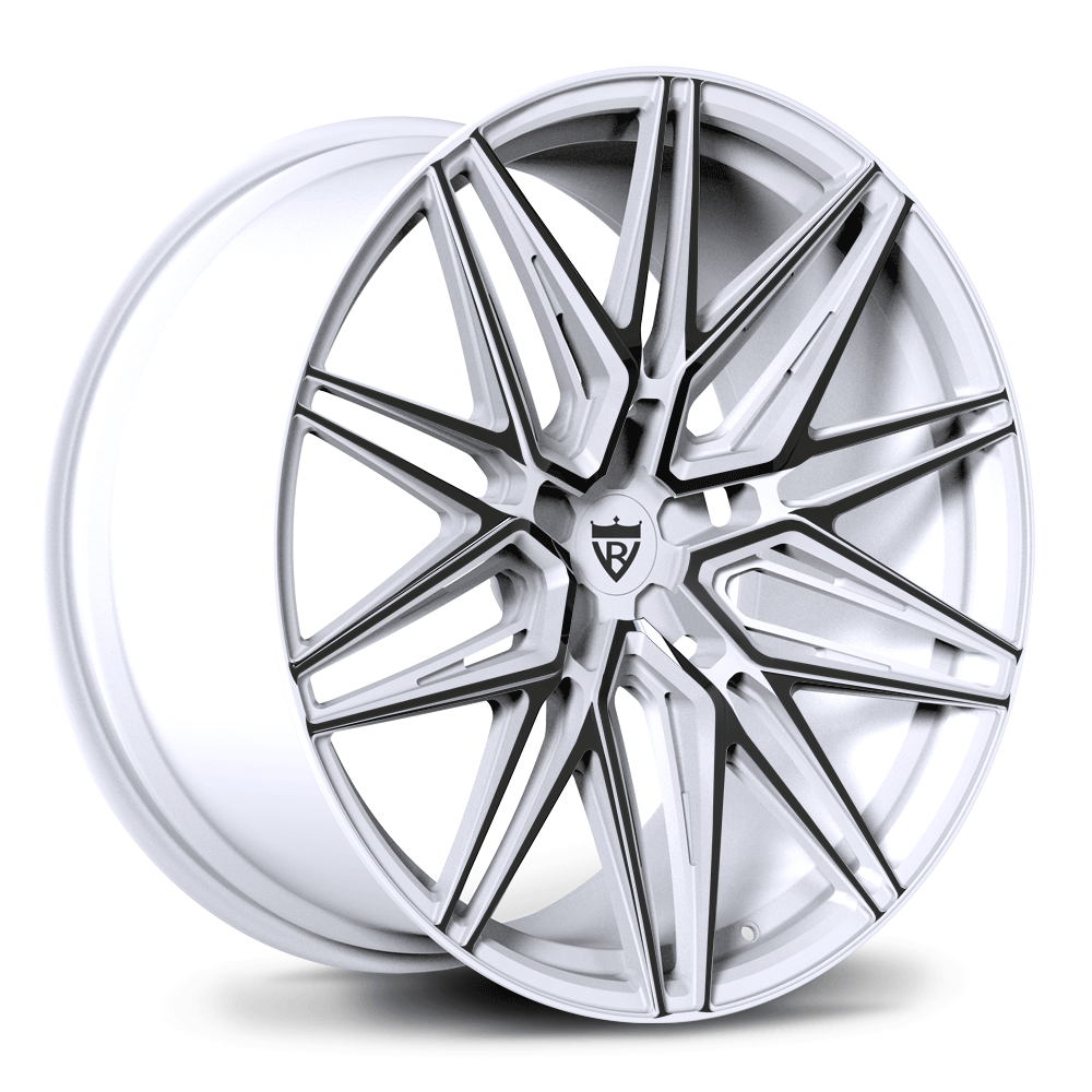 Tesla custom wheels with 21inch staggered size, gloss white and black color. Perfect rims for your Tesla Model Y, 3, x and s-RVRN Custom Forged Monoblock Wheels Series