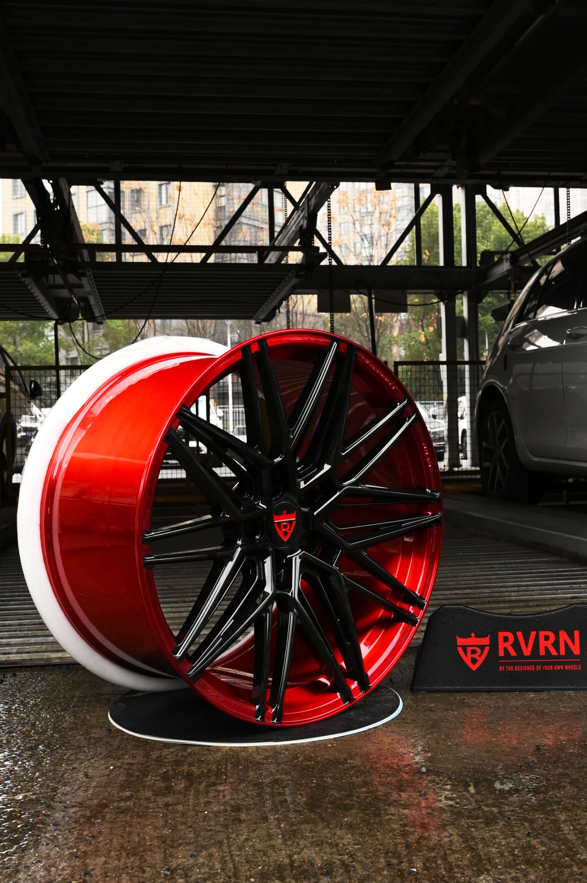 Chevrolet Corvette C8 Aftermarket Wheels-Red Black Custom Forged Monoblock Rims-MS808