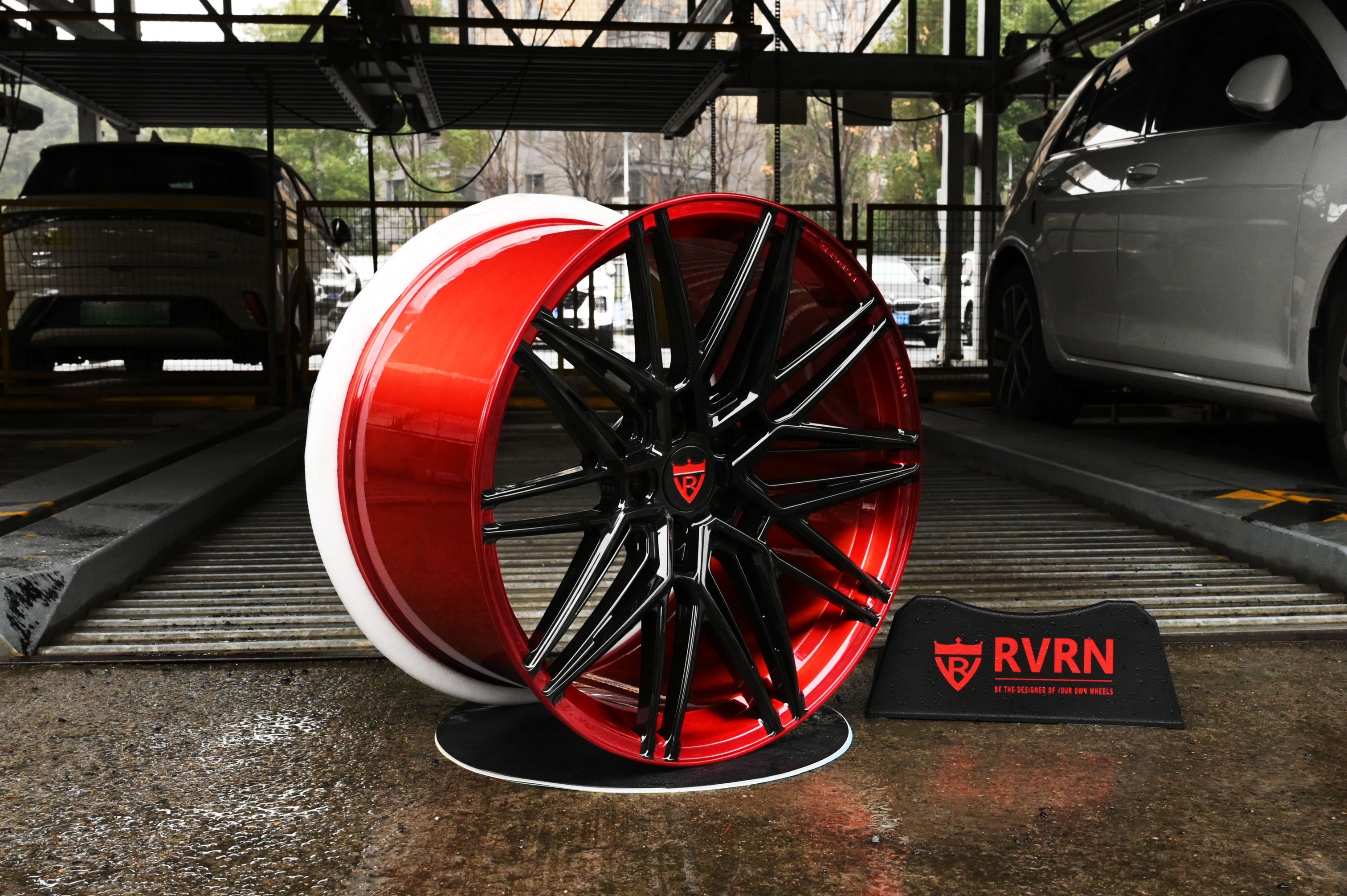 Chevrolet Corvette C8 Aftermarket Wheels-Red Black Custom Forged Monoblock Rims-MS808