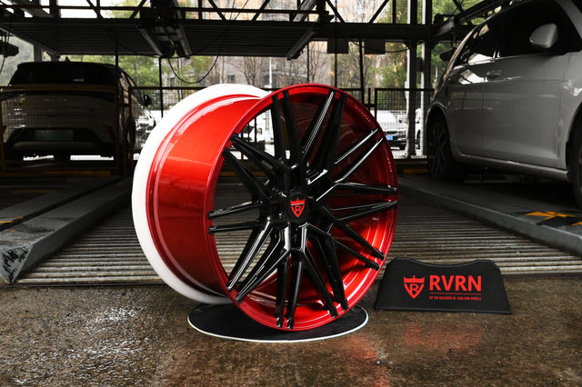 Chevrolet Corvette C8 Aftermarket Wheels-Red Black Custom Forged Monoblock Rims-MS808