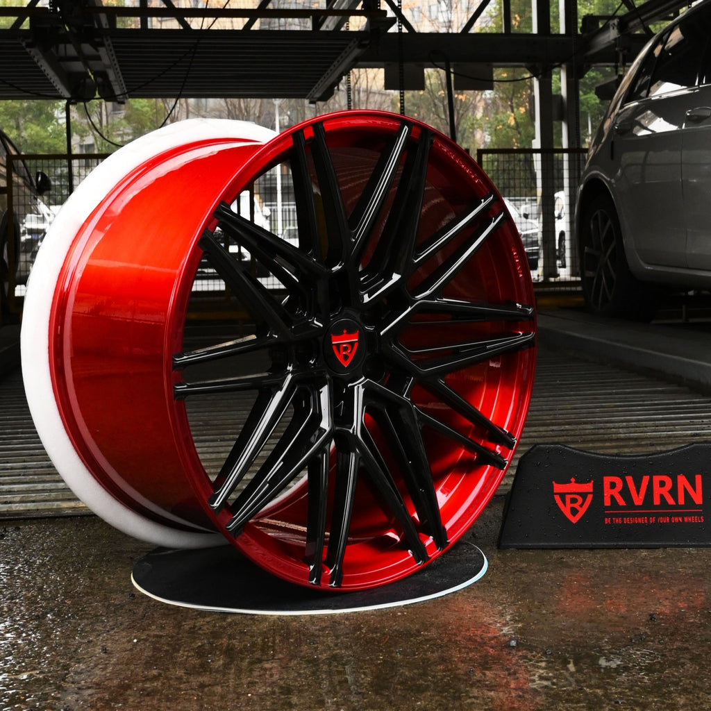 Chevrolet Corvette C8 Aftermarket Wheels-Red Black Custom Forged Monoblock Rims-MS808 (C1-C8)