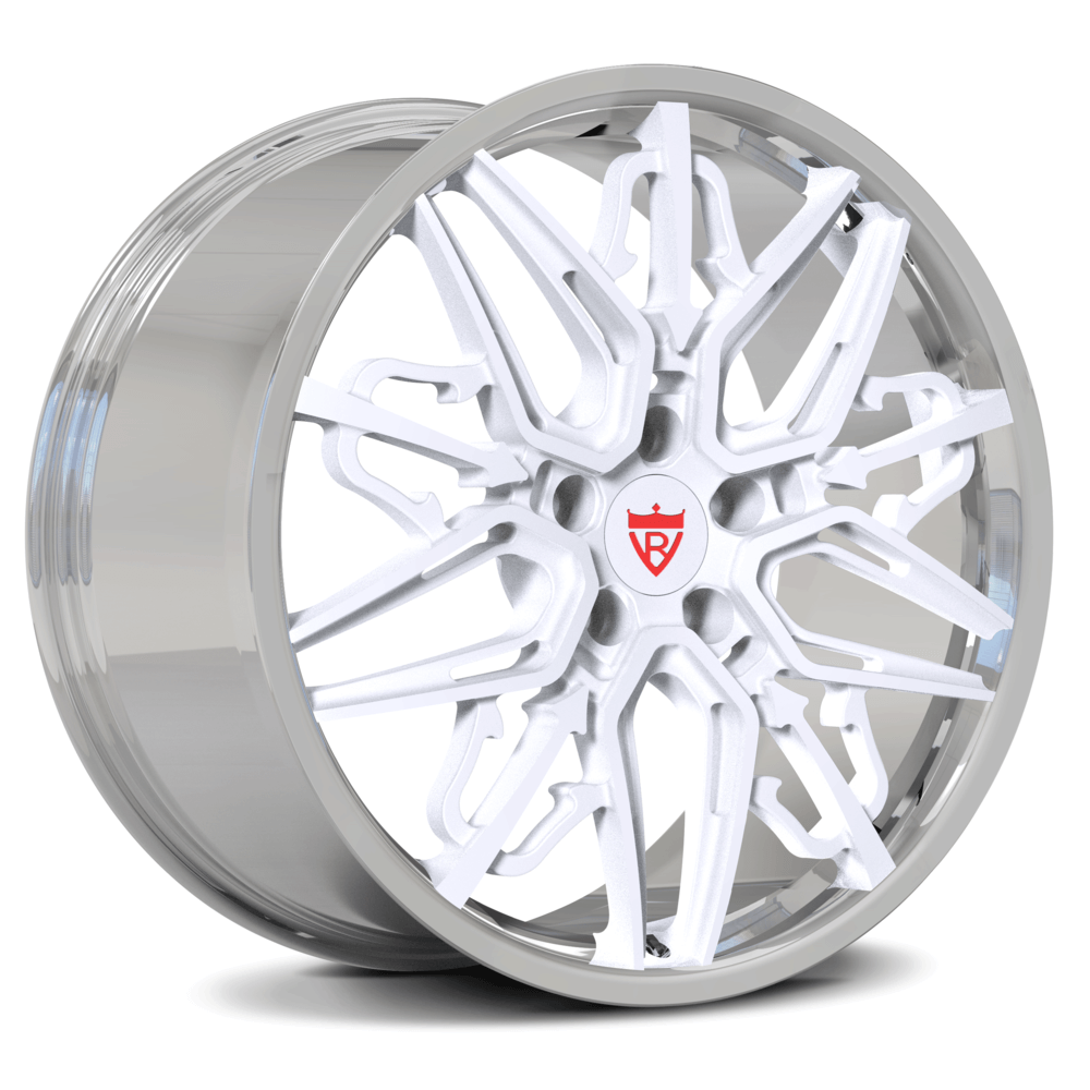 Custom forged monoblock RM-01M wheel in white finish, ideal for Corvette forged wheels and chrome rims.