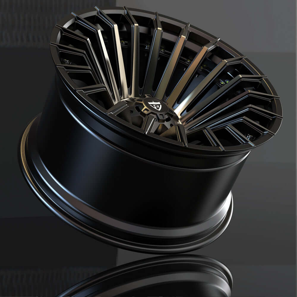 Custom forged monoblock wheel with super concave design, aerospace-grade aluminum alloy, available in custom sizes and finishes for trucks.