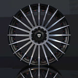 Custom forged monoblock wheel RT-02 with super concave design, shown in reflective finish, ideal for trucks and pickups.