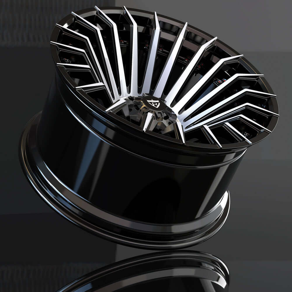 Custom forged monoblock truck wheel RT-02, illustrated in a super concave design with a sleek black finish.