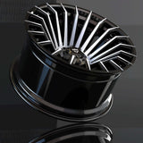 Custom forged monoblock truck wheel RT-02, illustrated in a super concave design with a sleek black finish.