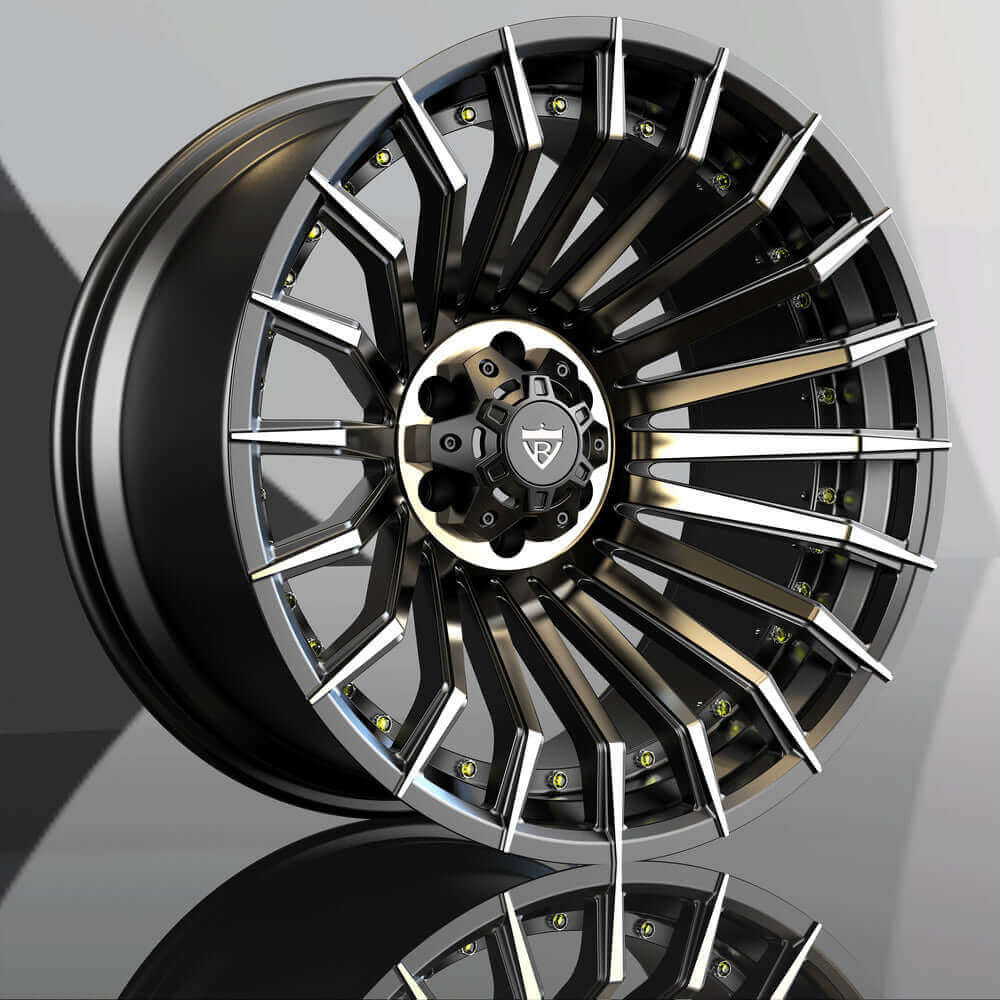 Custom truck forged monoblock wheel RT-02, super concave design, 20-inch rim for pickups, made from aerospace-grade aluminum.